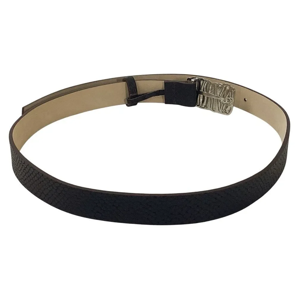 HEAVEN MAYHEM Gaia Belt Size S Brown Croc Embossed Leather Silver
